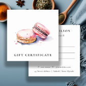 Waterverf Franse Macarons Bakkerij Cadeaubon Vierkante Visitekaartje