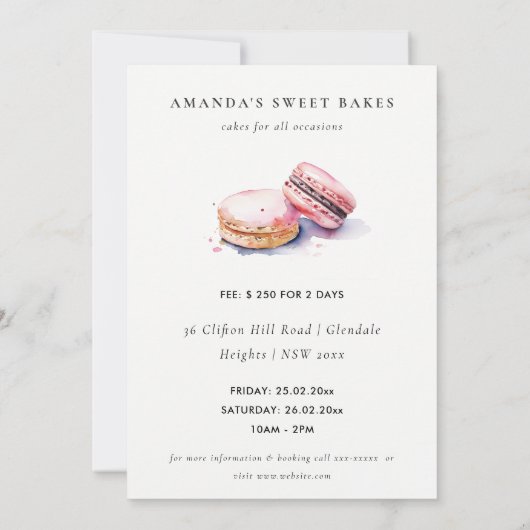 Waterverf Franse Macarons Bakkerij Kookles Kaart (Achterkant)