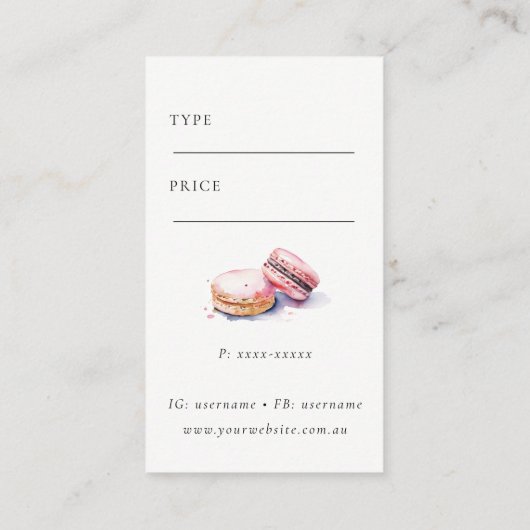 Waterverf Franse Macarons Bakkerij Prijs Label (Achterkant)