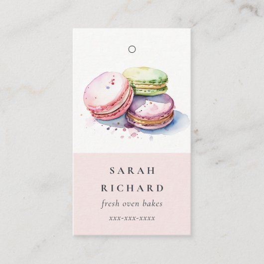 Waterverf Franse Macarons Bakkerij Prijs Label (Voorkant)