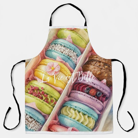 Waterverf Franse Macarons Doos Schort (Voorkant)