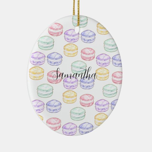 Waterverf Franse Macarons Keramisch Ornament (Rechts)