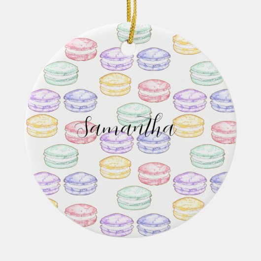 Waterverf Franse Macarons Keramisch Ornament (Voorkant)