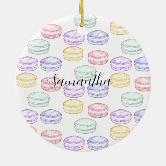 Waterverf Franse Macarons Keramisch Ornament (Achterkant)