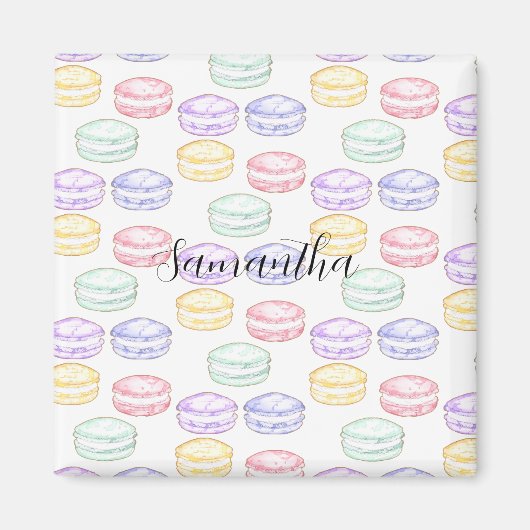 Waterverf Franse Macarons Magneet (Voorkant)