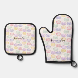 Waterverf Franse Macarons Ovenwant & Pannenlap Set