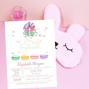 Waterverf Franse Macarons Strepen Baby Shower Kaart