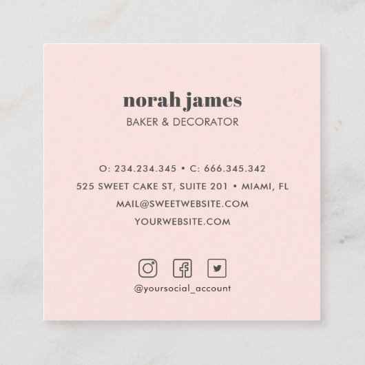 Waterverf Franse Macarons Sweet Cake Sociaal Icoon Vierkante Visitekaartje (Achterkant)