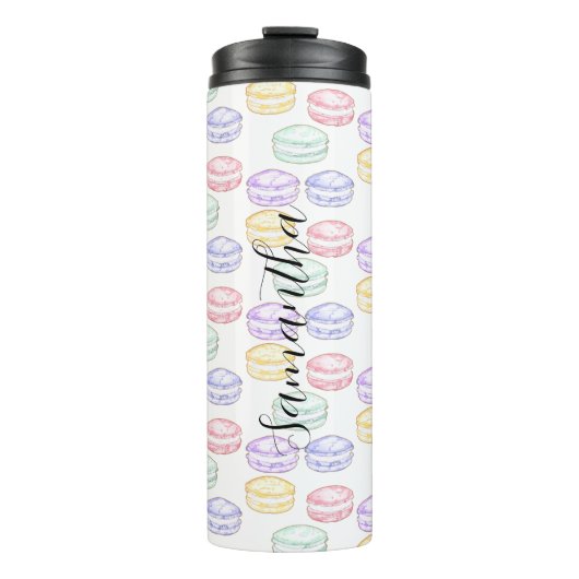 Waterverf Franse Macarons Thermosbeker (Voorkant)