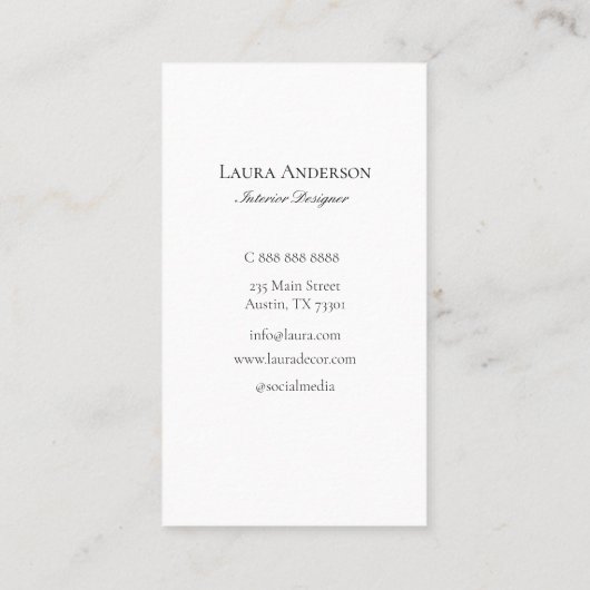 Waterverf Franse meubelen voor interieurontwerper Visitekaartje (Achterkant)