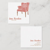 Waterverf Franstalige interieurontwerpfasering Vierkante Visitekaartje (Voorkant / Achterkant)