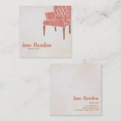 Waterverf Franstalige interieurontwerpfasering Vierkante Visitekaartje (Voorkant / Achterkant)