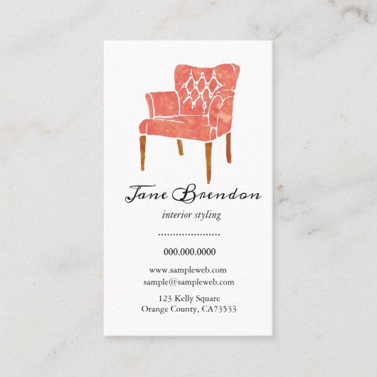 Waterverf Franstalige interieurontwerpfasering Visitekaartje (Voorkant)