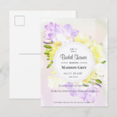 Waterverf Freesia Flowers Vrijgezellenfeest Uitnodiging Briefkaart (Voorkant / Achterkant)