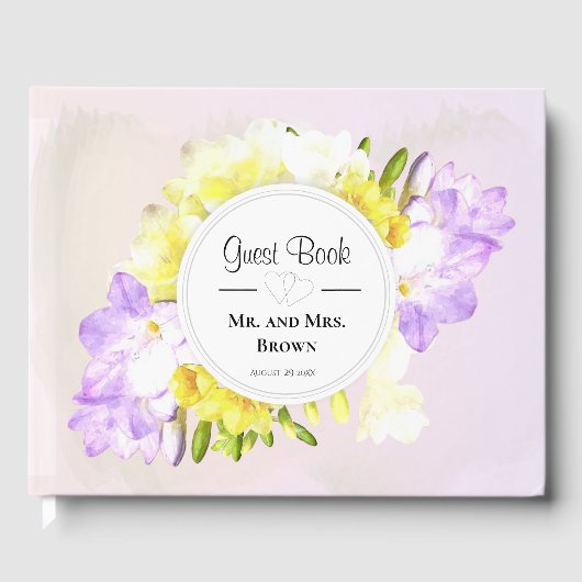Waterverf Freesia Flowers Wedding Gastenboek (Voorkant)
