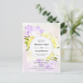 Waterverf Freesia Flowers Wedding Uitnodiging Briefkaart (Staand voorkant)