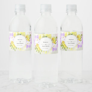 Waterverf Freesia Flowers Wedding Waterfles Etiket
