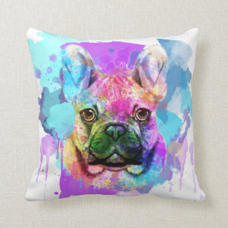 Waterverf French Bulldog, French Bulldog Kussen