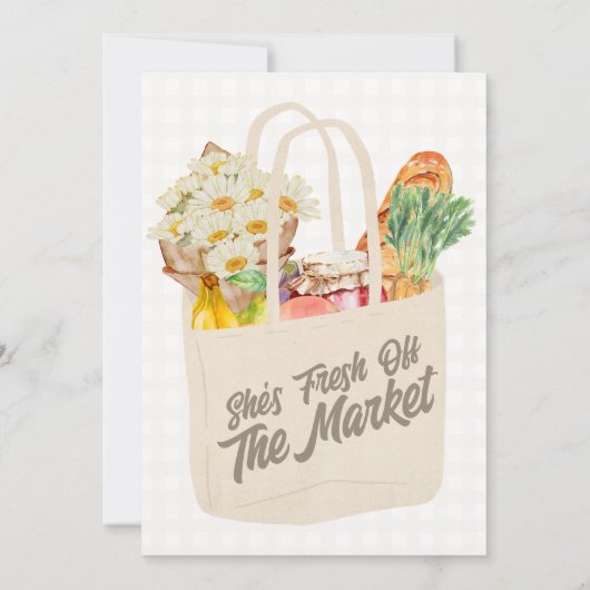 Waterverf Fresh Off the Market Vrijgezellenfeest Kaart (Achterkant)
