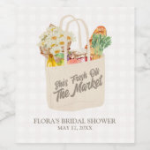 Waterverf Fresh Off the Market Vrijgezellenfeest Wijn Etiket (Enkel label)