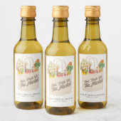 Waterverf Fresh Off the Market Vrijgezellenfeest Wijn Etiket (Flessen)