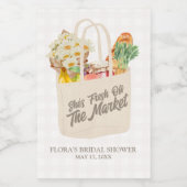 Waterverf Fresh Off the Market Vrijgezellenfeest Wijn Etiket (Enkel label)