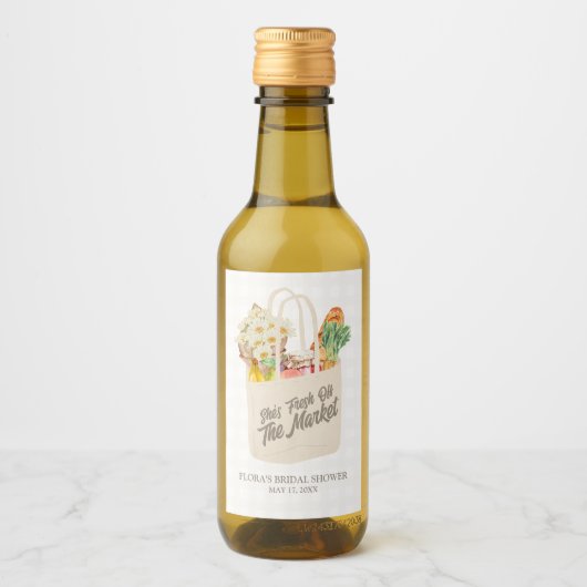 Waterverf Fresh Off the Market Vrijgezellenfeest Wijn Etiket (Voorkant)