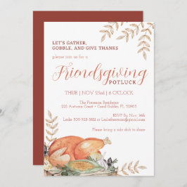 Waterverf Friendsgiving Potluck Invitation Kaart