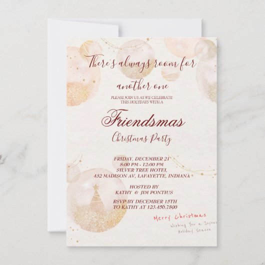 Waterverf Friendsmas - Uitnodiging voor kerstfeest (Voorkant)