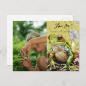 Waterverf Frog Aangepaste Tekst & kind Naam Briefkaart (Voorkant / Achterkant)