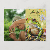 Waterverf Frog Aangepaste Tekst & kind Naam Briefkaart (Voorkant)