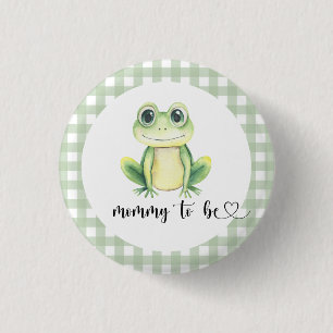 Waterverf Frog Baby shower Mama to be Ronde Button 3,2 Cm