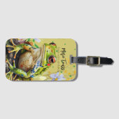 Waterverf Frog Funny aangepaste tekst & naam Bagagelabel (Voorkant (horizontaal))