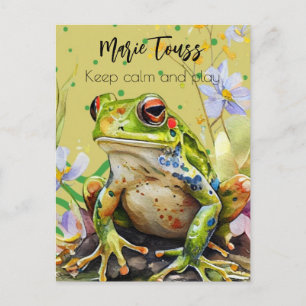 Waterverf Frog Funny aangepaste tekst & naam Briefkaart