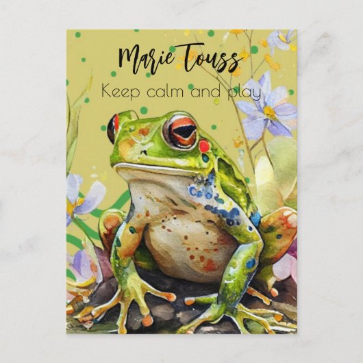 Waterverf Frog Funny aangepaste tekst & naam Briefkaart (Voorkant)