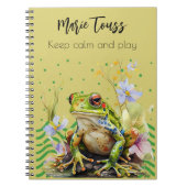 Waterverf Frog Funny aangepaste tekst & naam Notitieboek (Voorkant)