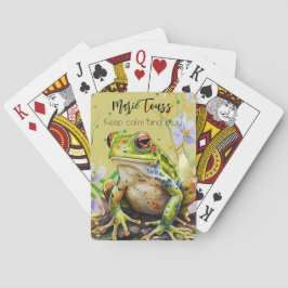 Waterverf Frog Funny aangepaste tekst & naam Pokerkaarten