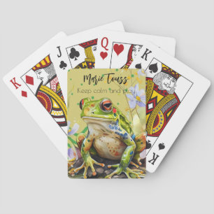 Waterverf Frog Funny aangepaste tekst & naam Pokerkaarten
