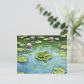 Waterverf Frog Pond Scene Briefkaart Postcrossing (Staand voorkant)
