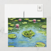 Waterverf Frog Pond Scene Briefkaart Postcrossing (Voorkant / Achterkant)