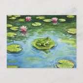 Waterverf Frog Pond Scene Briefkaart Postcrossing (Voorkant)