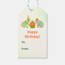 Waterverf Frog Pond Verjaardag Fun Hand-geïllustre Cadeaulabel