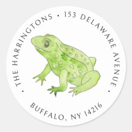 Waterverf Frog Schattige Wildlife Retouradres Ronde Sticker
