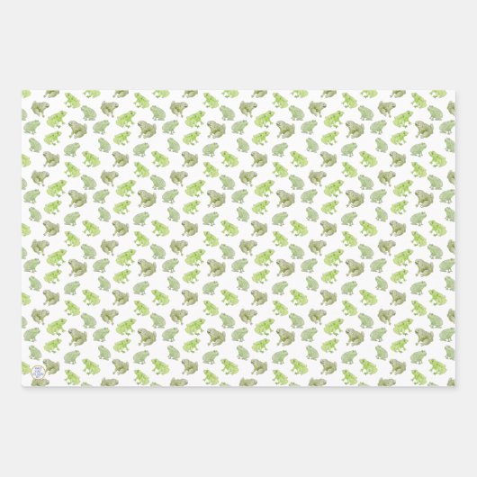 Waterverf Frogs Funny Whimsical Natuur Art Inpakpapier Vel (Voorkant 3)