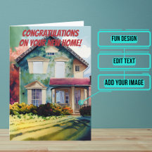 Waterverf Front of New Home Gefeliciteerd