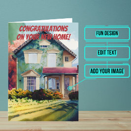 Waterverf Front of New Home Gefeliciteerd Kaart