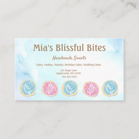 Waterverf Frosted Sugar Cookies Business C Visitekaartje (Voorkant)