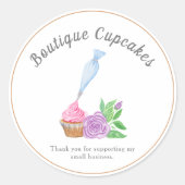 Waterverf Frosting Cupcake Bedankt voor de steun Ronde Sticker (Voorkant)