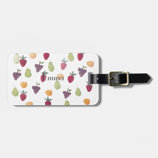 Waterverf Fruit Bagage Meisje Label Bagagelabel (Voorkant horizontaal)