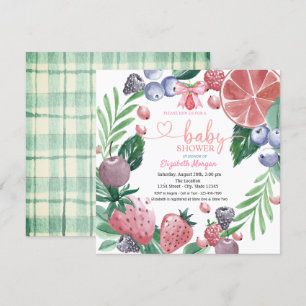 Waterverf Fruit Berry Plaid Sweet Baby shower Kaart